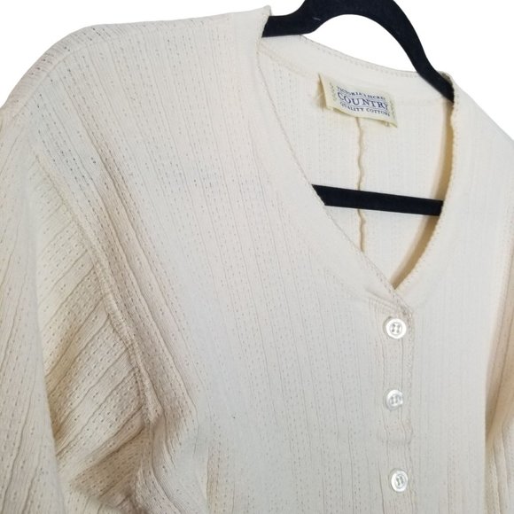 Victoria's Secret Country Womens S Cream Button Front One-Piece Thermal Pajamas - Picture 5 of 8